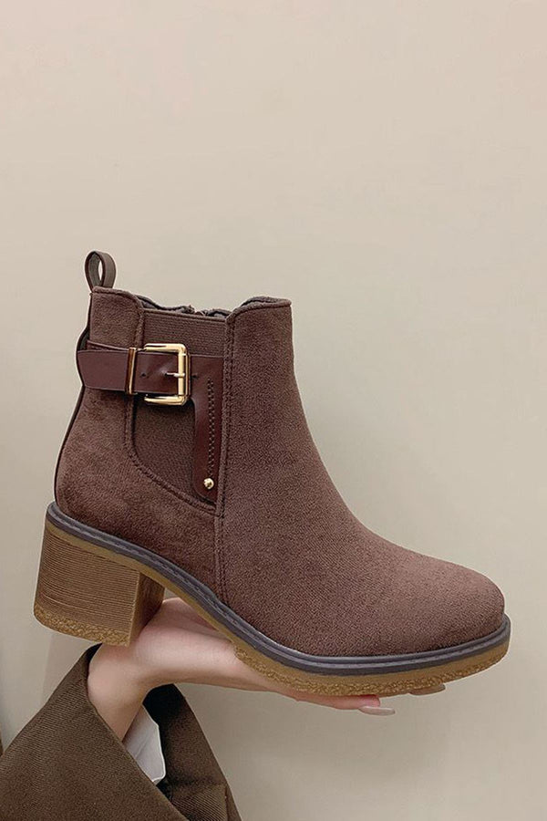 Buckle Strap Block Heel Ankle Shoes