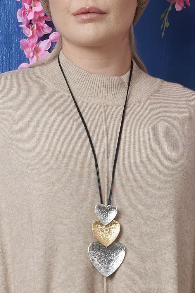 Triple Heart 2 Tones Necklace