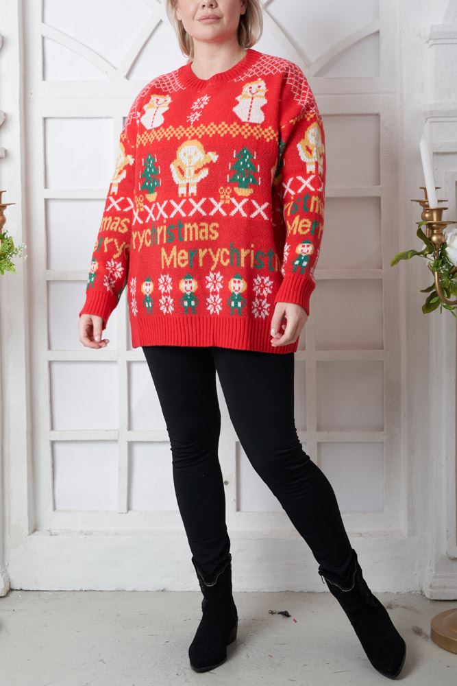 red snowflake christmas sweater
