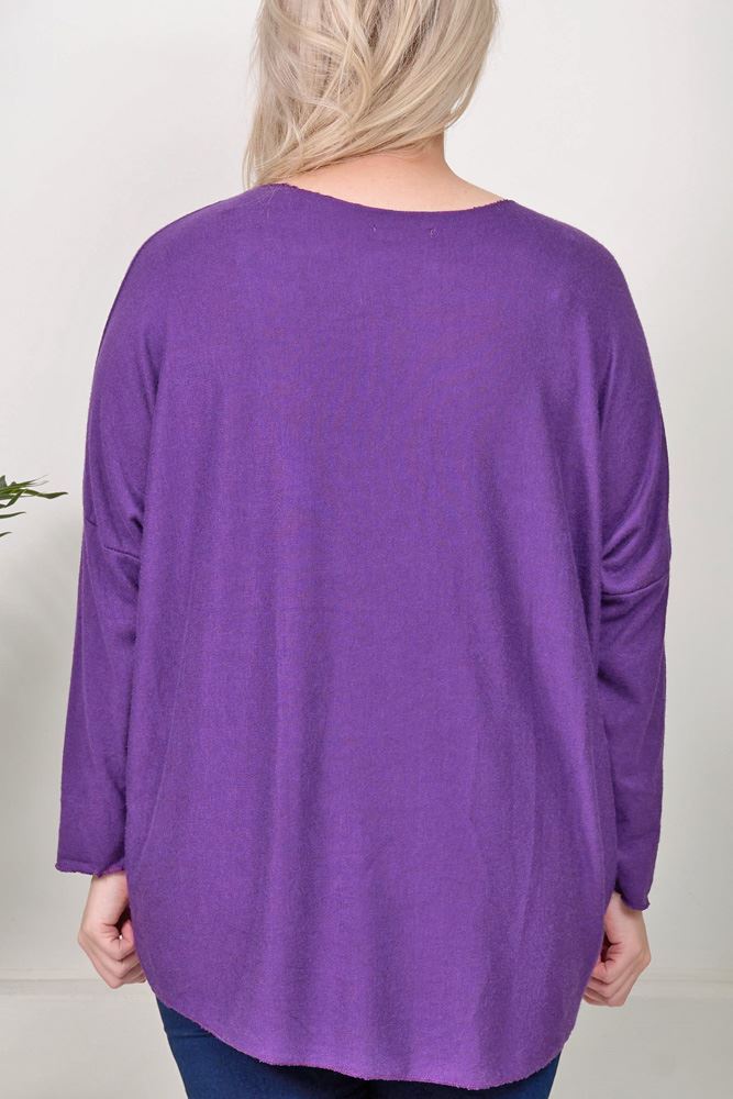 Star Diamante Motif Dipped Hem Viscose Top