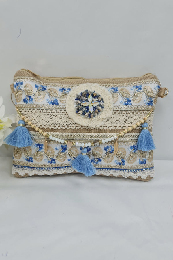 Crochet Shell Tassel Clutch Bag