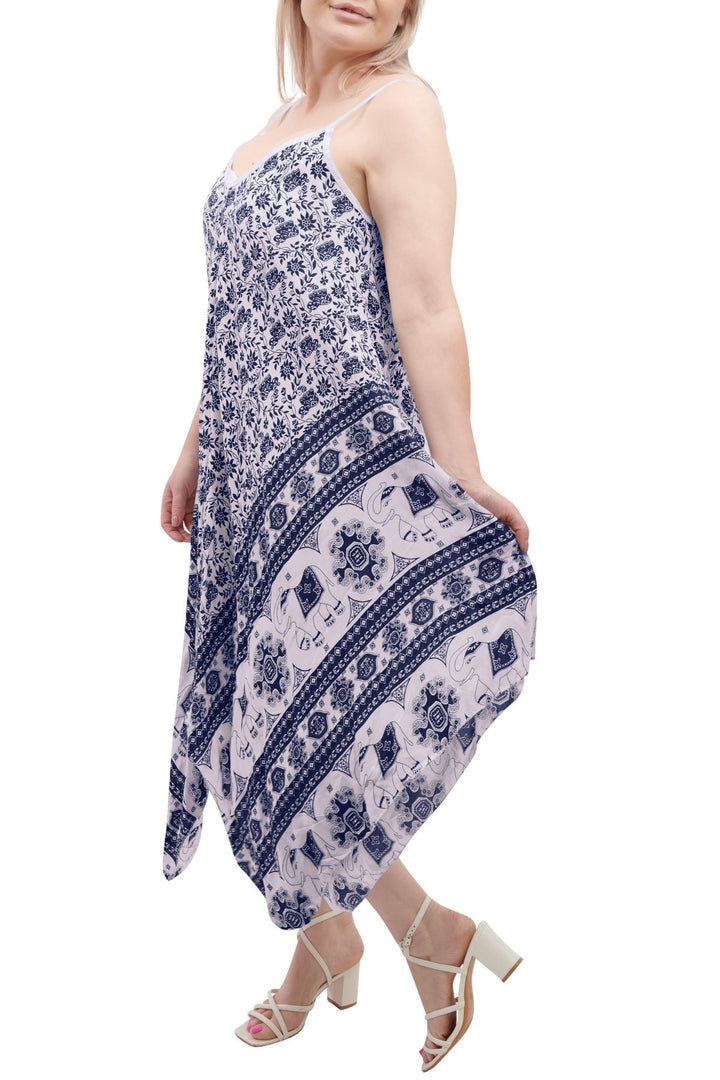 Special Price Italian Elephant Print Sleeveless V Neck Hanky Dress
