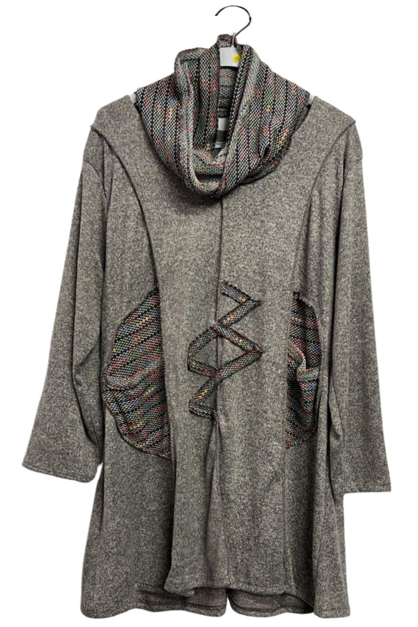 Multi-Colour Zig Zag Scarf Tunic Top