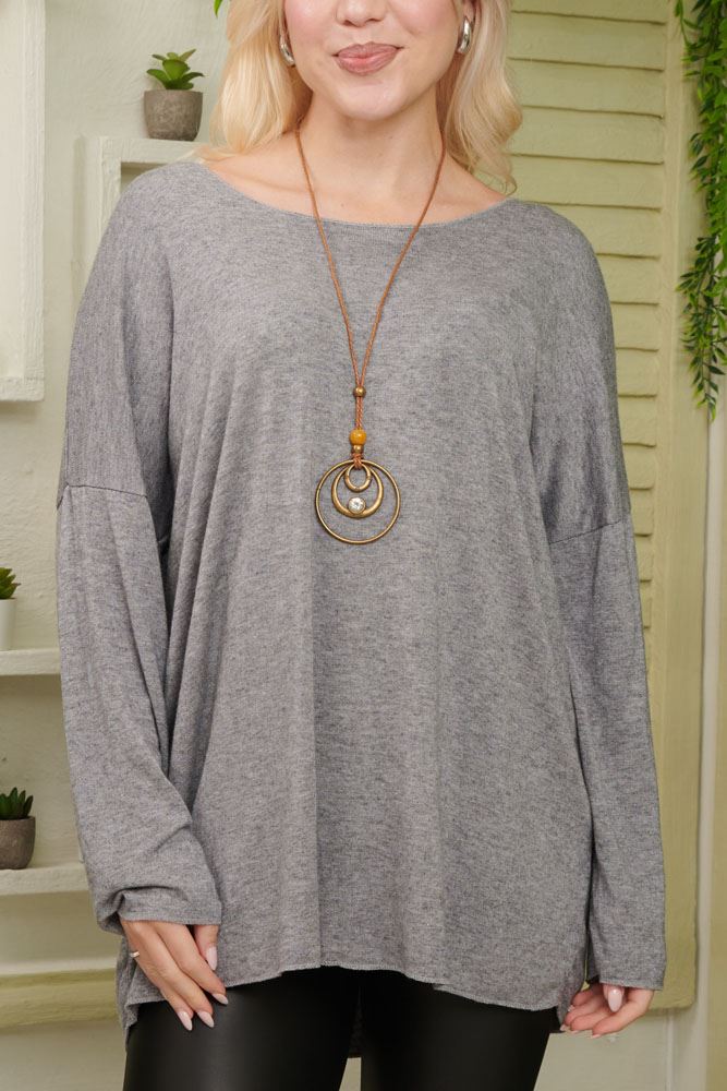 Plain Knitted Tunic Viscose Top