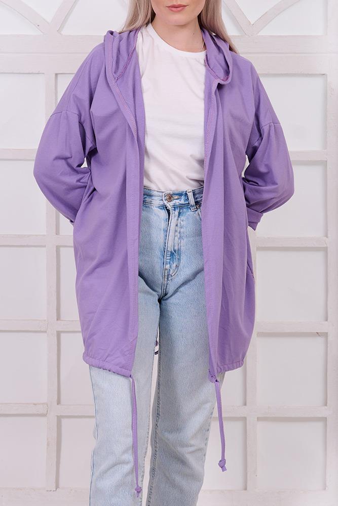 Plain Drawstring Hem Cotton Cardigan