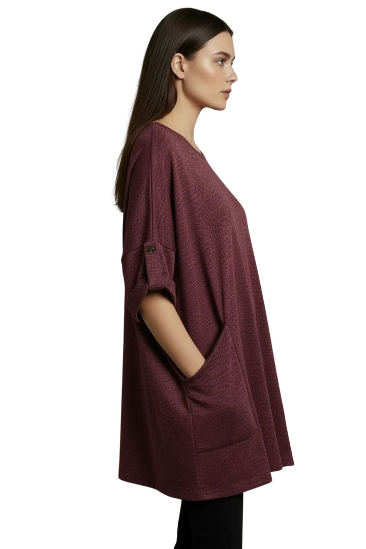 boutique soft heathered pockets top
