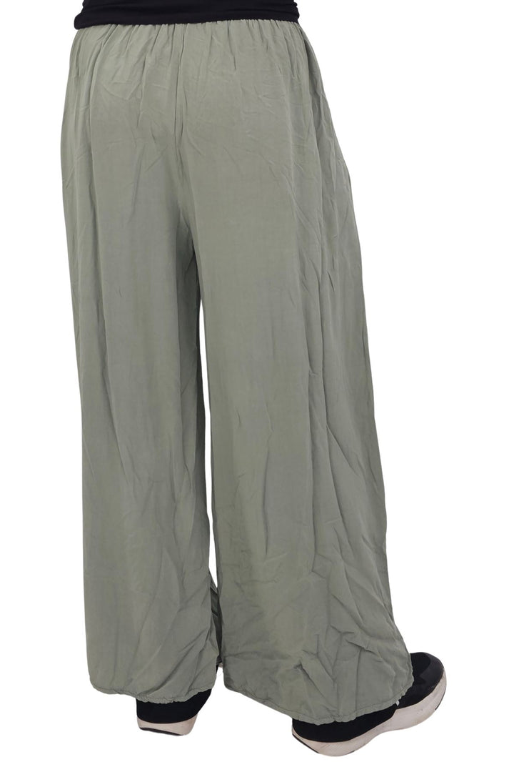 Plain Elasticated Waistband Wide Leg Palazzo