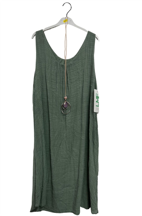 Plain Lined Sleeveless Knee length Cotton Dress