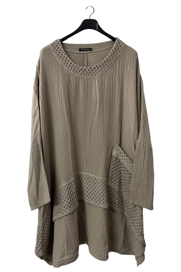 Plain Crochet Lace Detailing Cotton Top