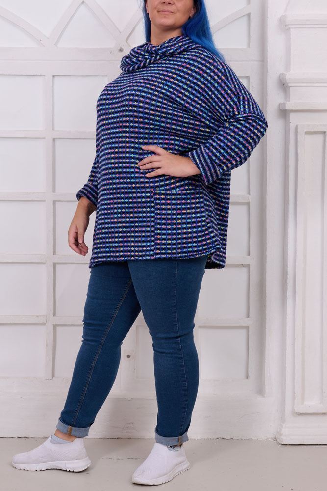 Multi Check Pattern Pocket Acrylic Jumper