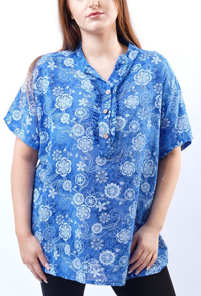 Flower Print Cotton Shirt