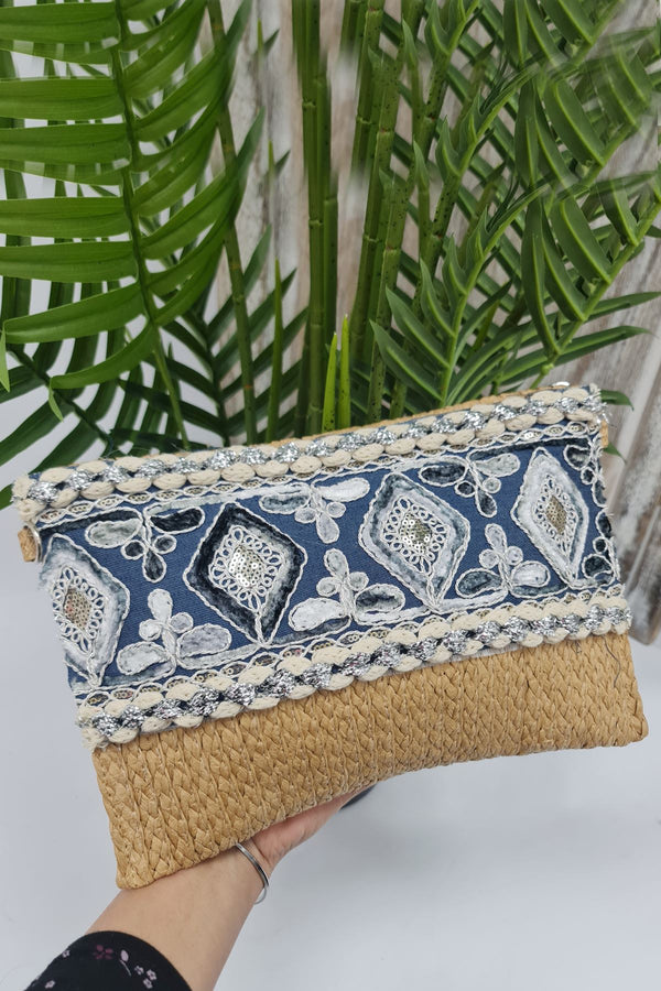 Crochet Embroidered Clutch Bag