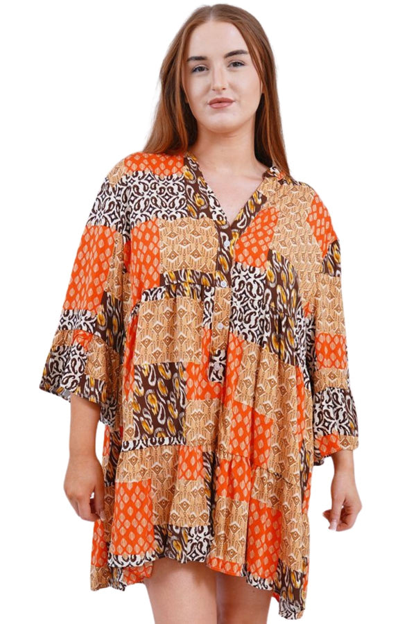 Paisley Print Button Up Flared Top