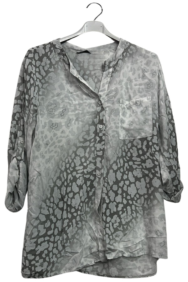 Leopard Print Button Up Front Pocket Shirt