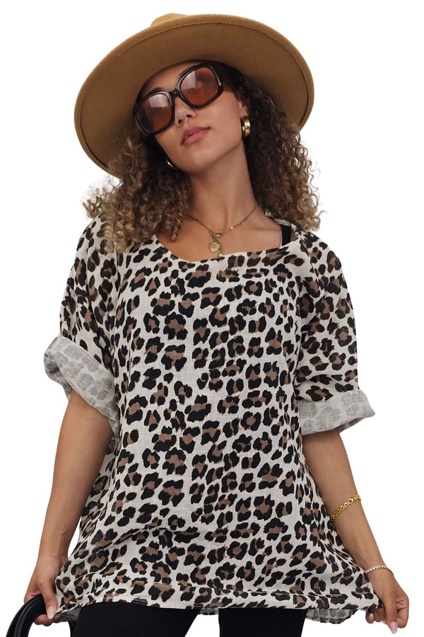 Leopard Print Tunic Cotton Top