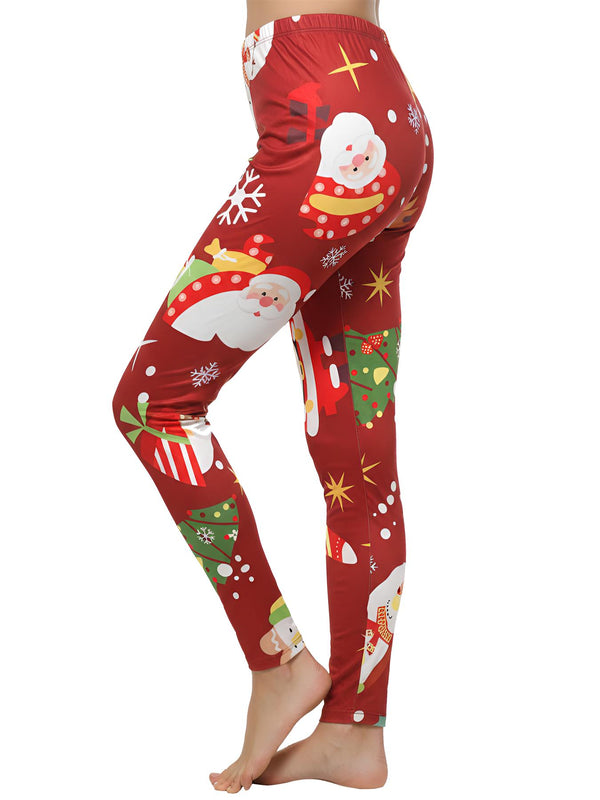 Snowman Tree Gift Print Xmas Legging