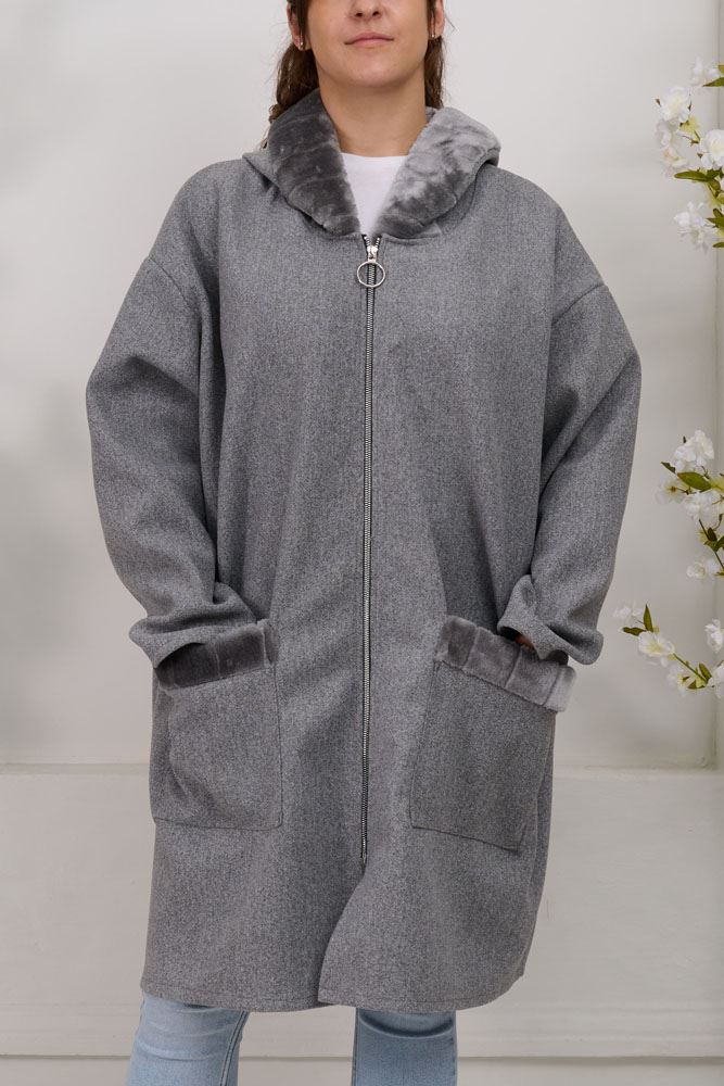 Plain Zip Up Long Jacket