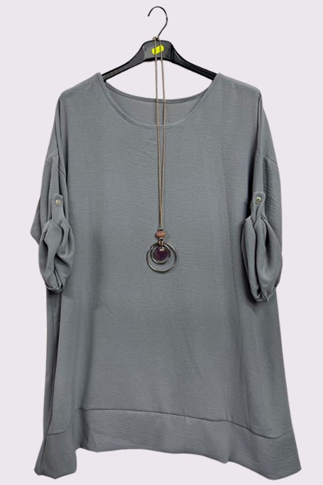 Plain Textured Button Up Seleeves Top