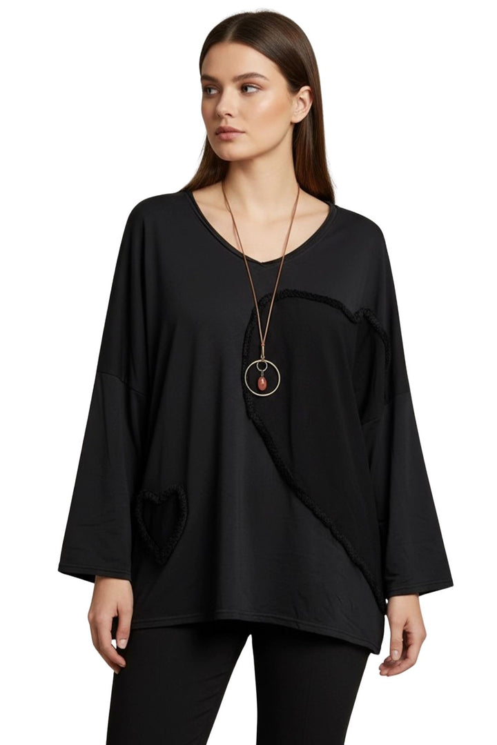 heart motif cotton tunic top bulk buy
