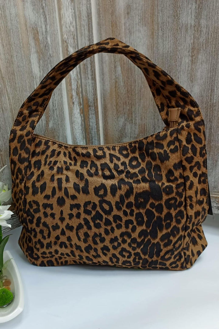 Leopard Print Two Handle Shoulder Bag
