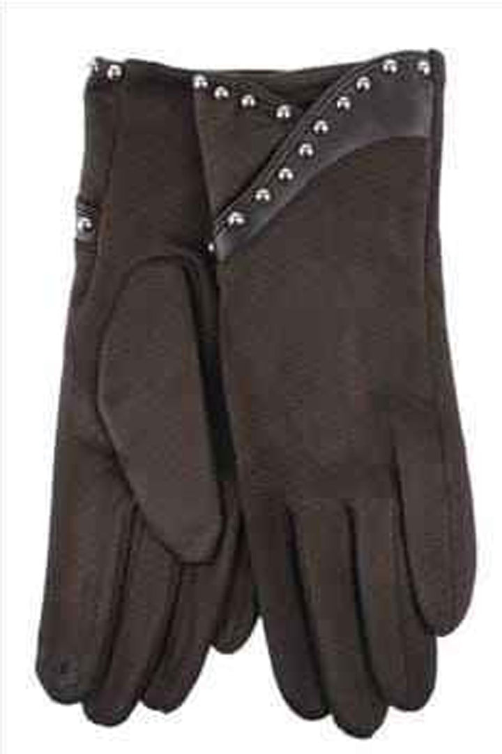 Studded Detail Faux Suede Gloves