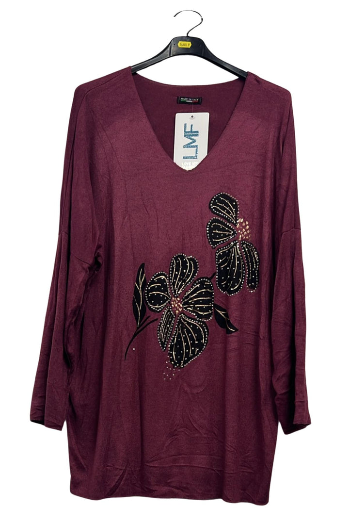 floral embellished pattern tunic top
