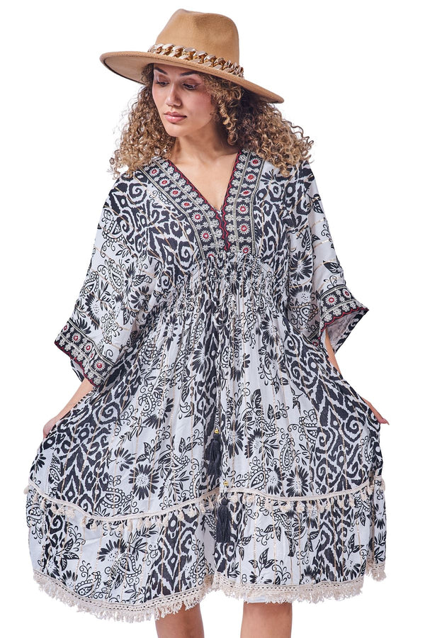 Monochrome Tribal Cotton Dress