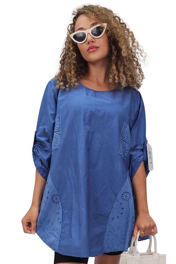 Plain Crochet Patch Pockets Cotton Top
