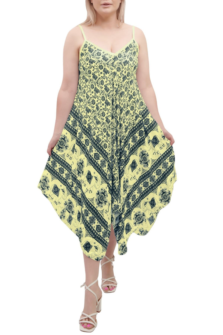 Special Price Italian Elephant Print Sleeveless V Neck Hanky Dress