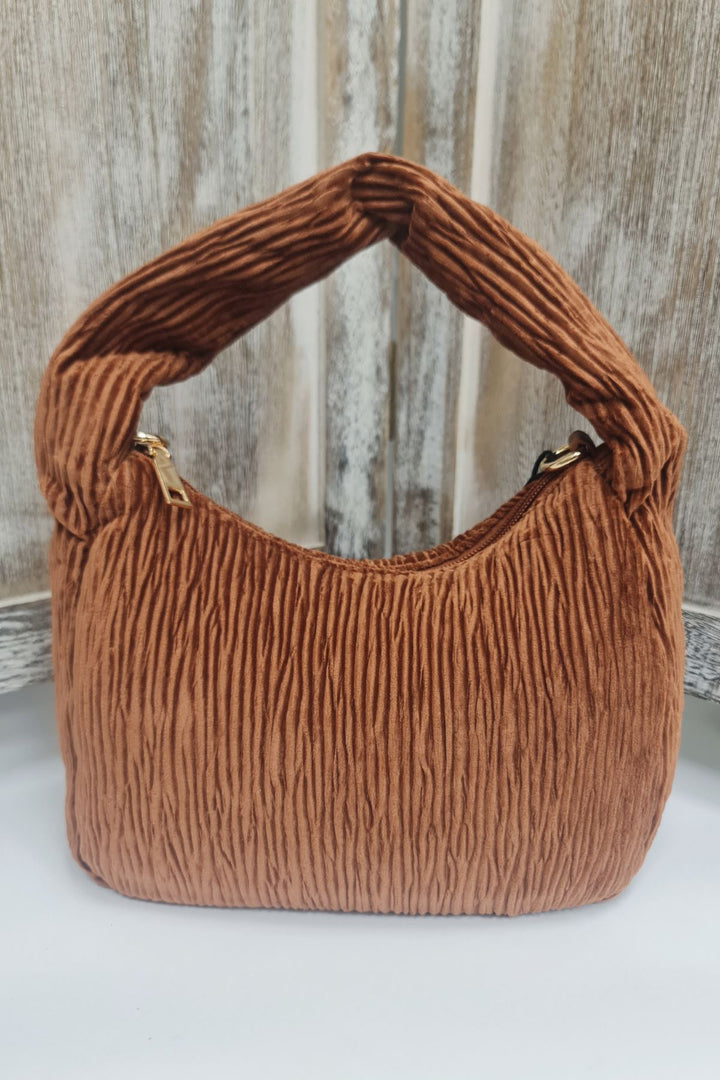 Pleated Knot Handle Shoulder Bag