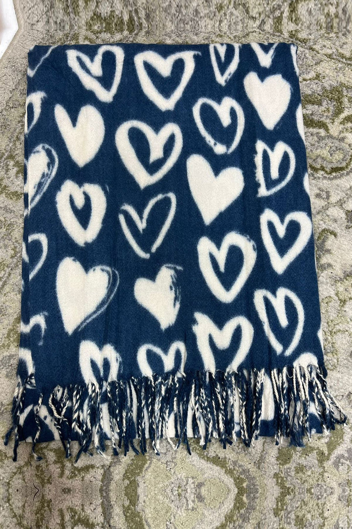 romantic heart print fashion scarf
