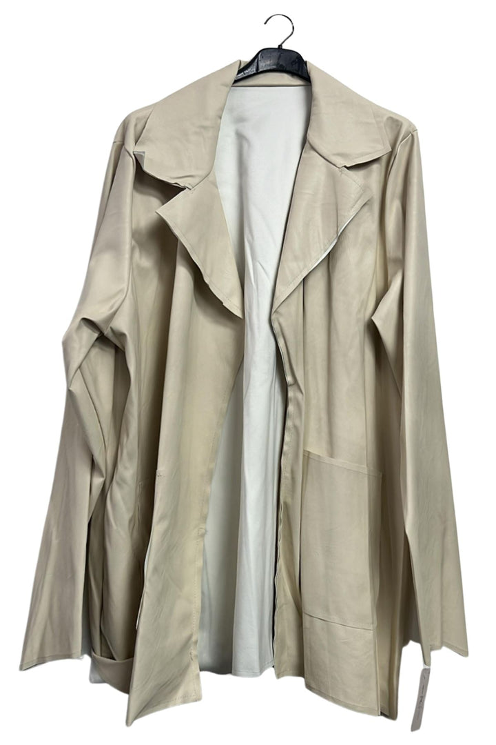 plain open front faux leather jacket
