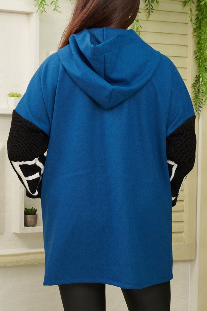 Plain Zip Up Knit Drawstring Hoody