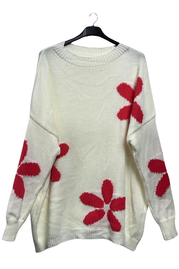 Floral Print Knitted Tunic Jumper