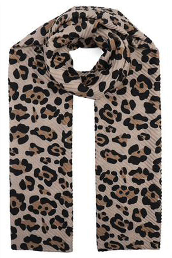Leopard Print Crinkle Scarves