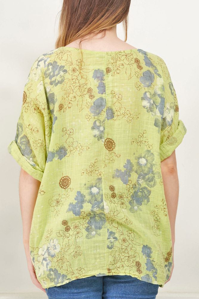 Floral Print Tunic Cotton Top