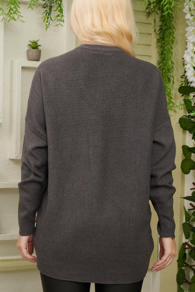 Diamante Chain Detail Knit Tunic Viscose Top