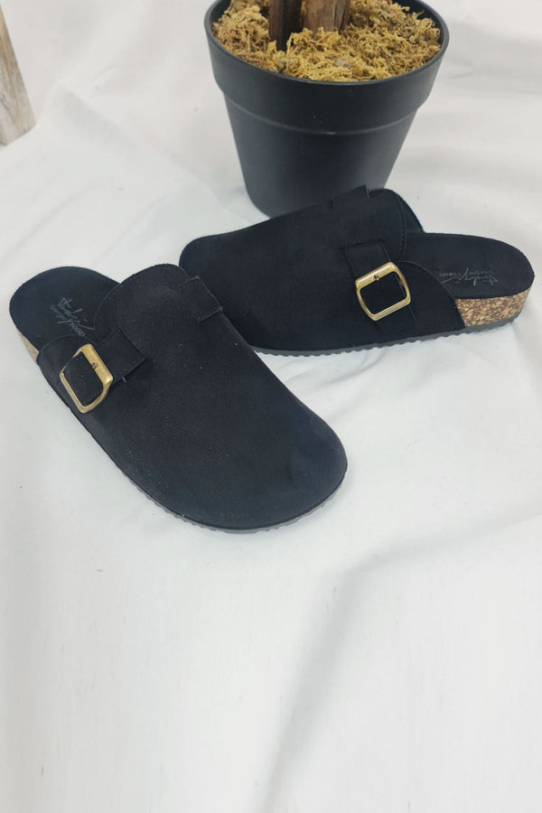 Suede Slip On Cork Footbed Shoes