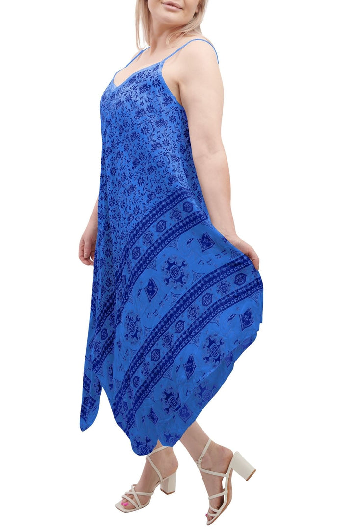 Special Price Italian Elephant Print Sleeveless V Neck Hanky Dress