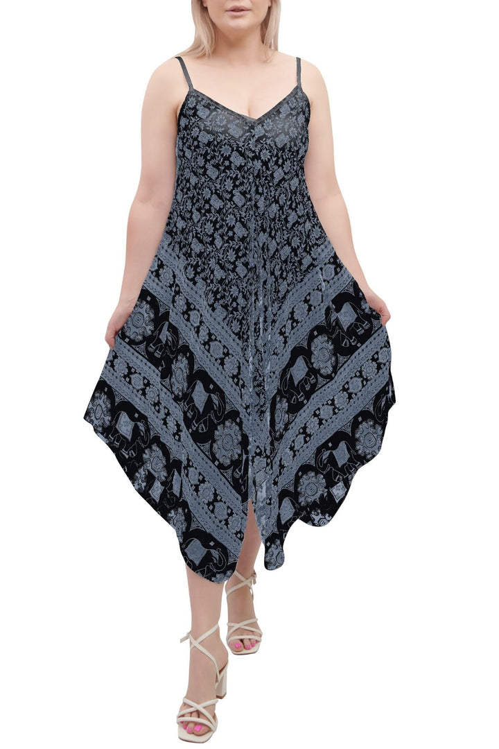 Special Price Italian Elephant Print Sleeveless V Neck Hanky Dress