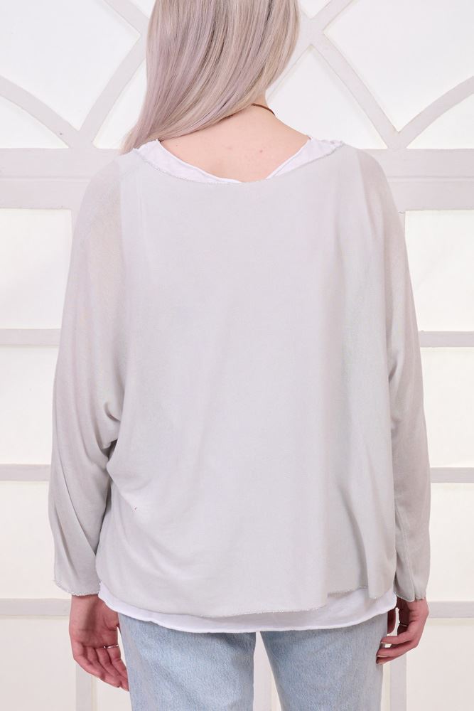 Plain Layered Necklace Cotton Top