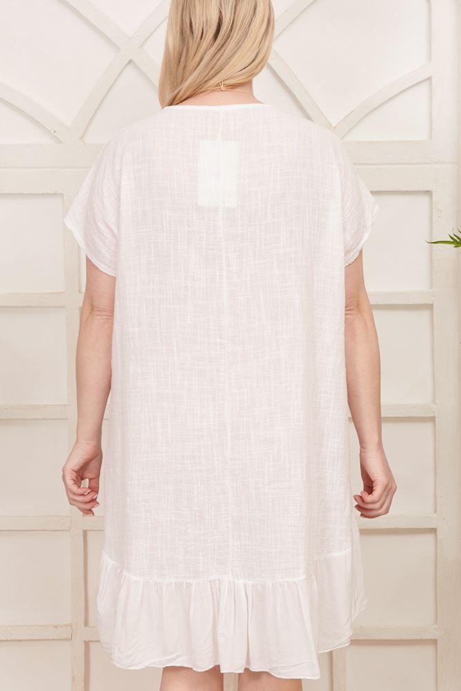 Plain Frill Hem Viscose Top
