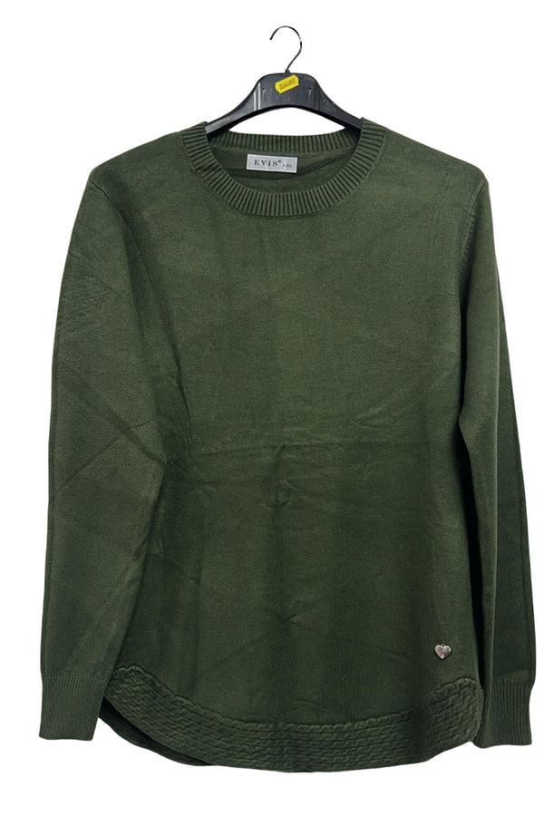 Plain Curved Textured Hem Jumper