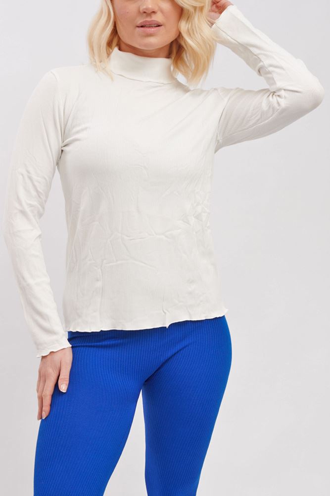Plain Ribbed Roll Neck Top