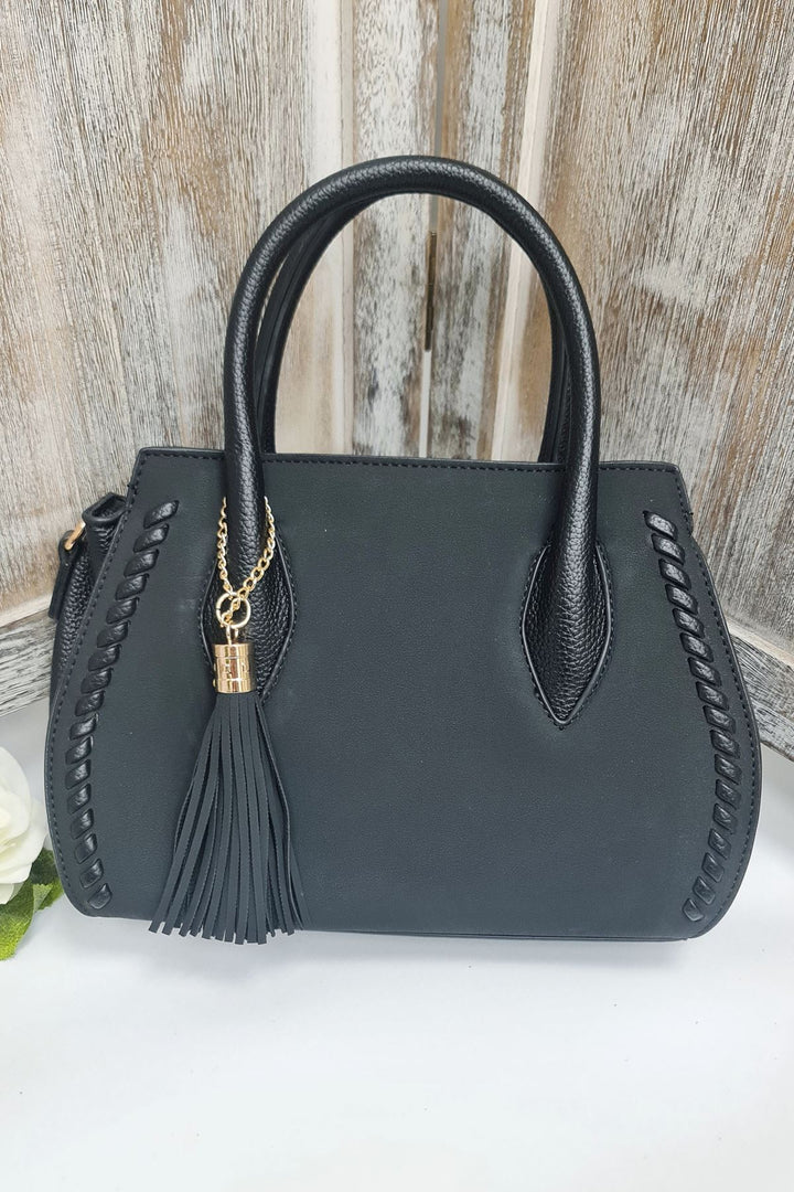 Tassel Charm Two Handle Shoulder Bag