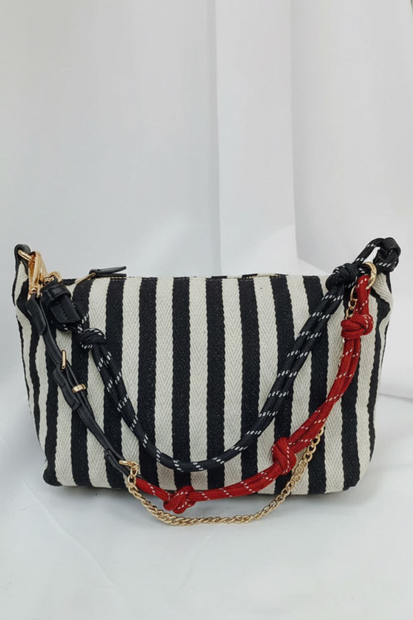 Colorful Striped Canvas Shoulder Bag