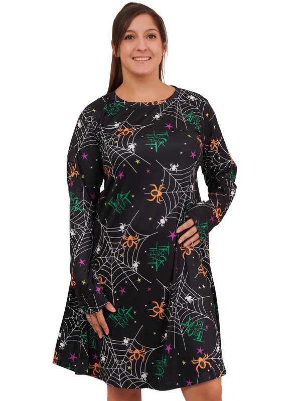 Trickortreat Spider Print Halloween Dress