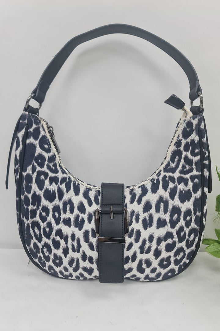 Leopard Print Buckle Detail Shoulder Bag
