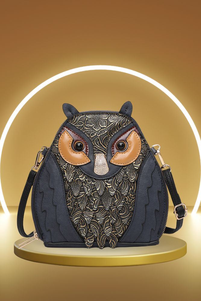 Cute Owl Shape Compartment Messenger Crossbody Bag