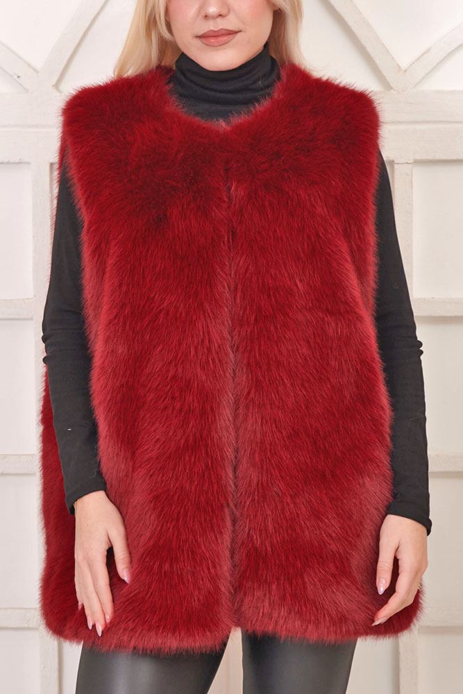 Plain Soft Feel Fur Gilet